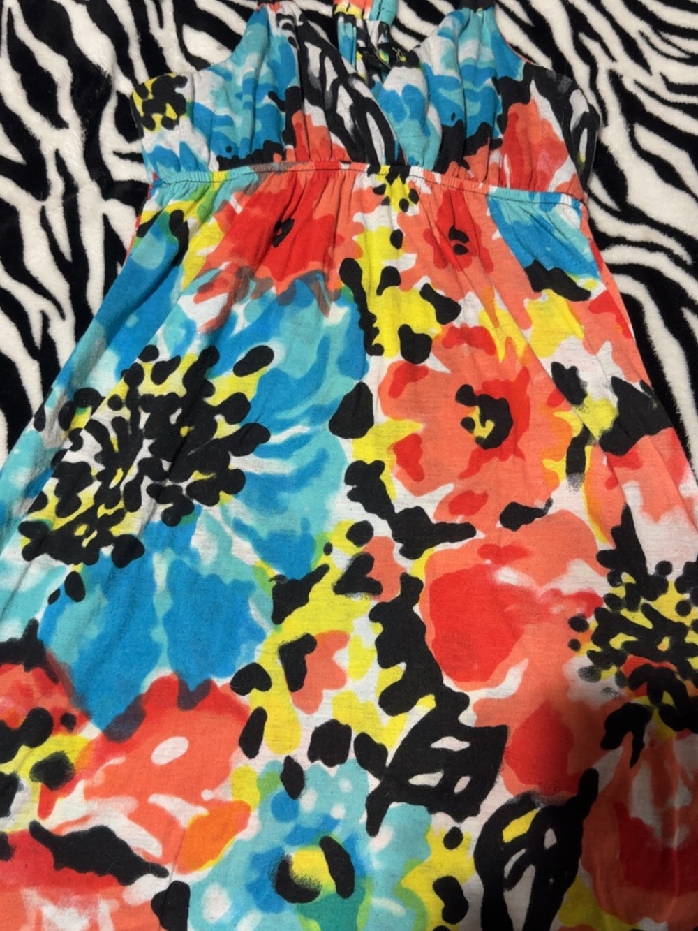 Bright Multi-Color Floral Halter Top